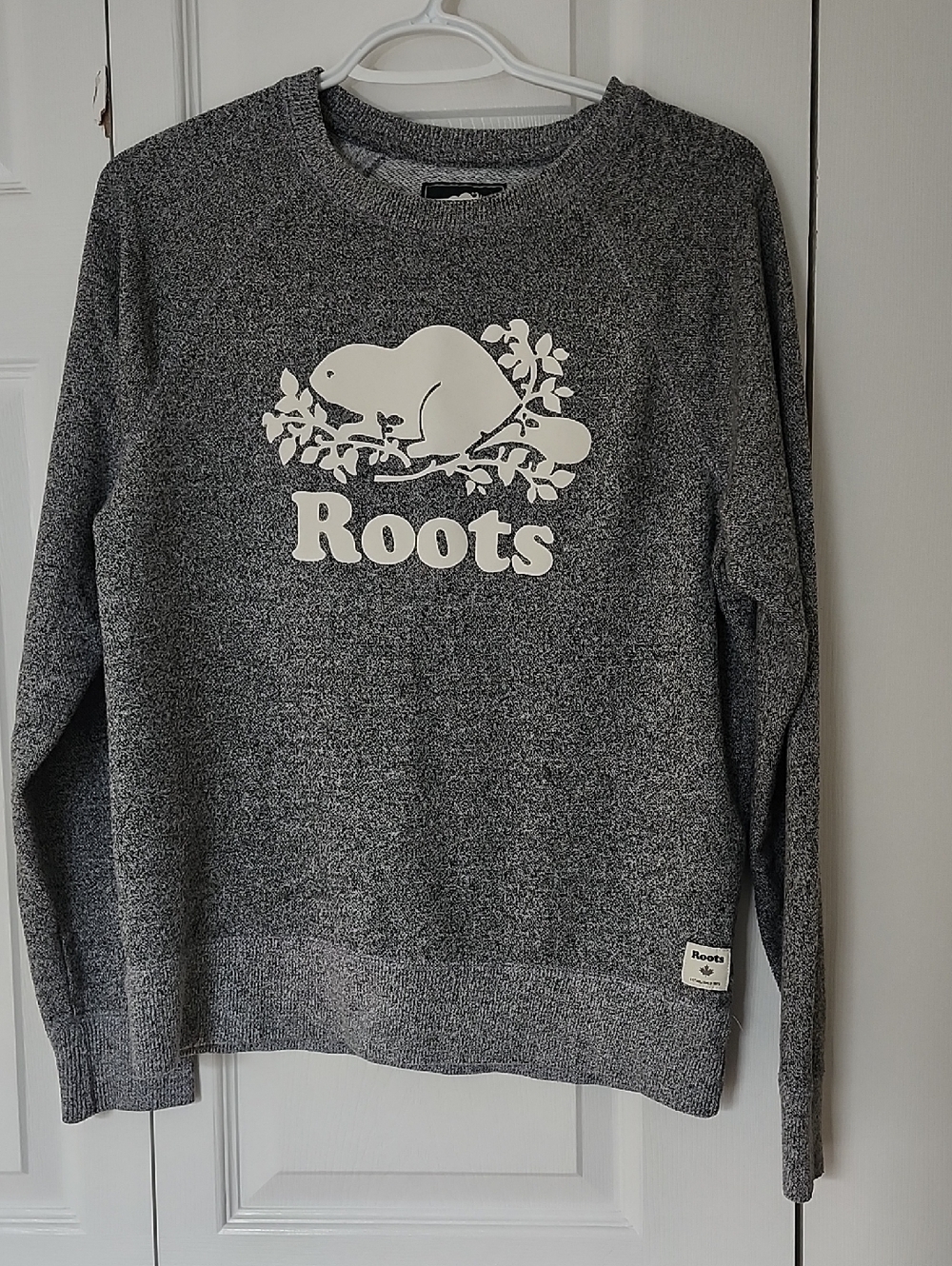 Roots Men's Grey Crewneck with White Logo
